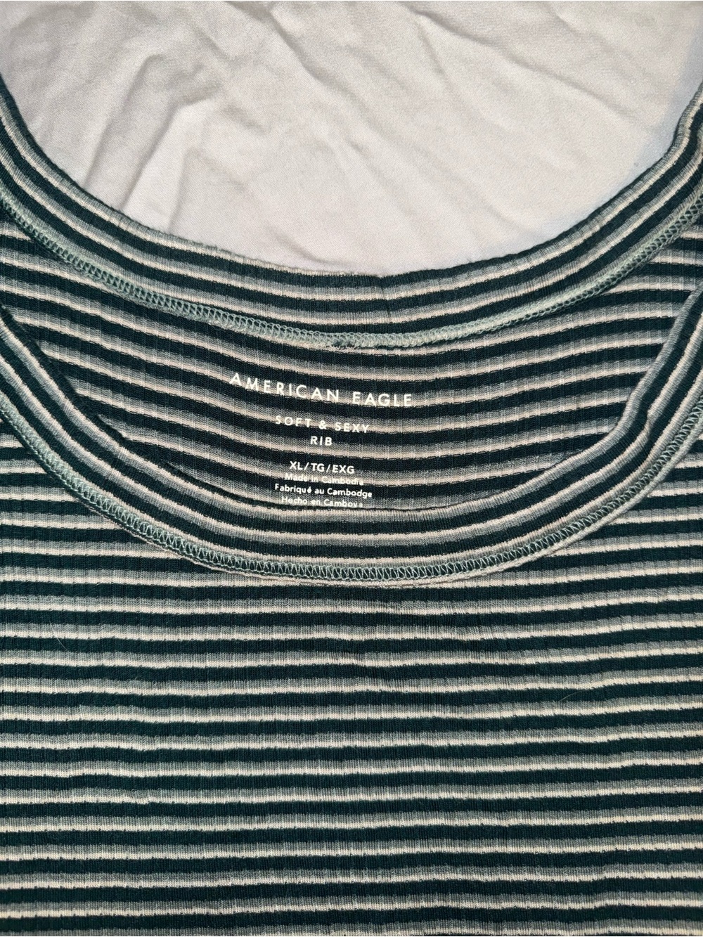 American Eagle Soft & Sexy Rib Tank - Green & White - Picture 2 of 3